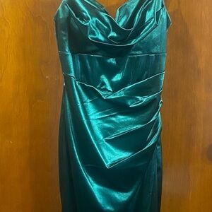 Elegant Green Satin Dress